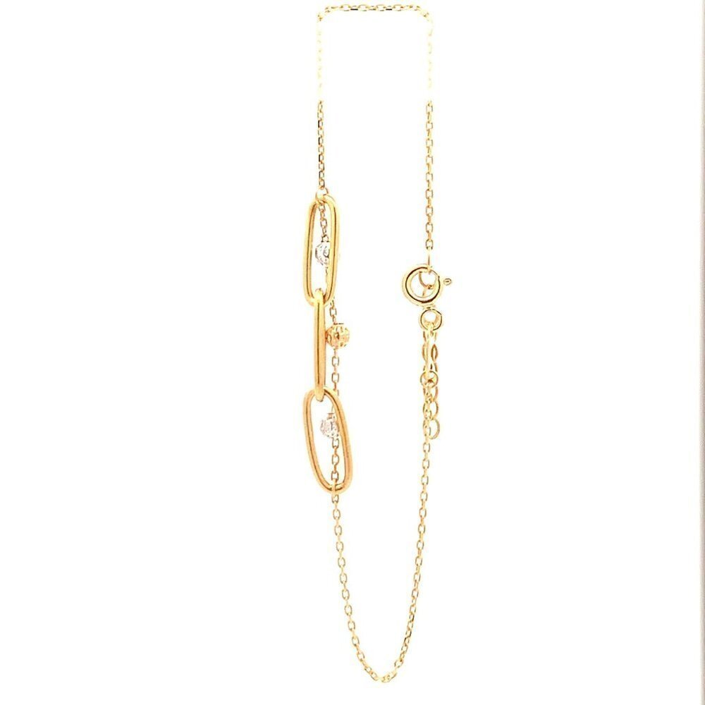 18K Gold Bracelet Cable Chain White Rose Yellow Gold Beads S 6.5 inches 0.5" ext - Picture 5 of 12